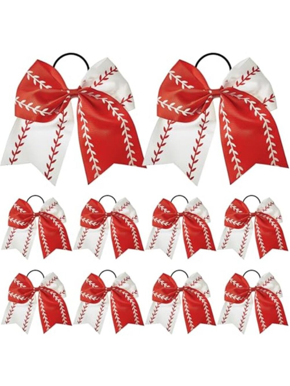 Willbond 10 Pcs Baseball Hair Bows Ponytail Holders, 6.5 Inch